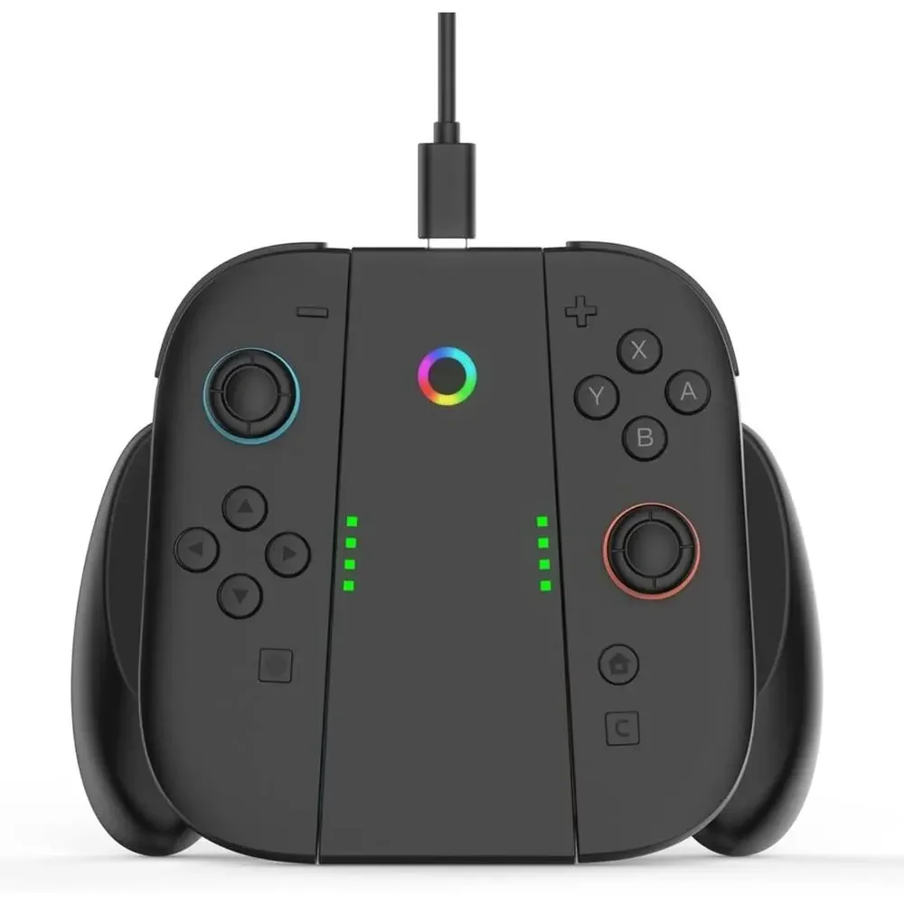 Nintendo Switch 2 Joy Con Charging Grip with LED Indicator, C-Cable Dock Stand